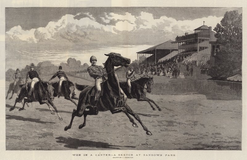 Vandt i en galop, en skitse i Sandown Park af John Charlton