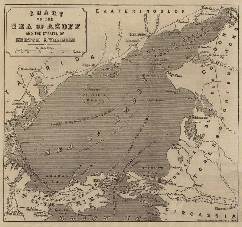 Kort over Azoffhavet og Kertch- og Yenikale-strædet af John Dower