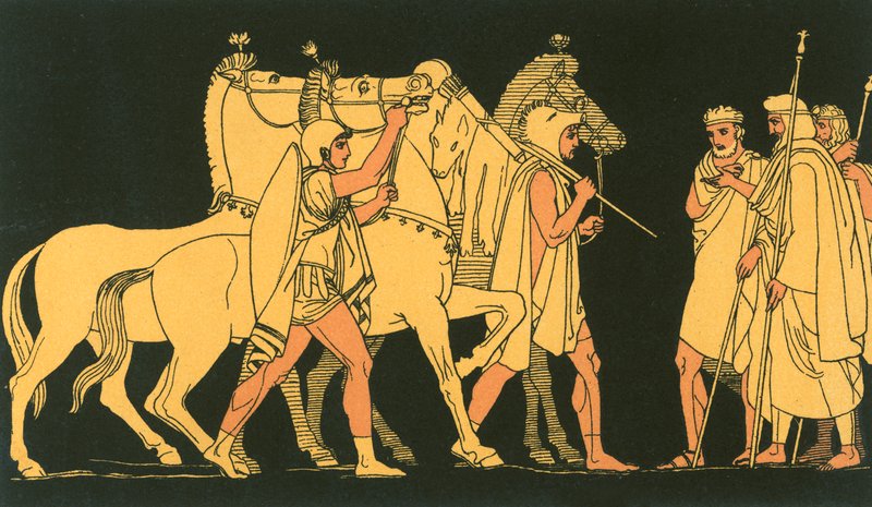 Diomed og Ulysses, vender tilbage med byttet fra Rhesus af John Flaxman