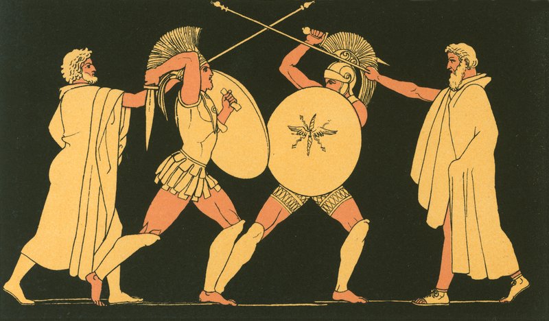 Hektor og Ajax adskilt af Herolderne af John Flaxman