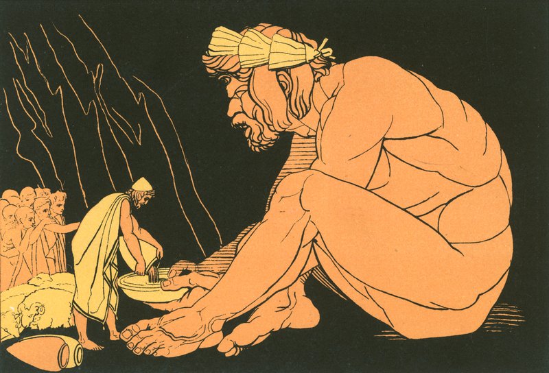 Ulysses giver vin til Polyphemus af John Flaxman