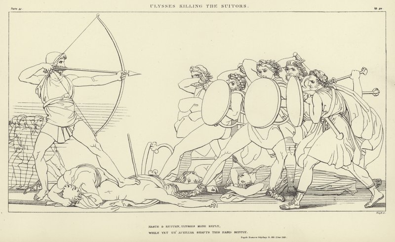 Ulysses dræber bejlerne af John Flaxman