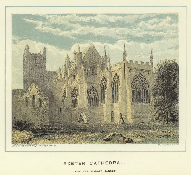 Exeter Cathedral, fra biskoppens have af John Francis Salmon