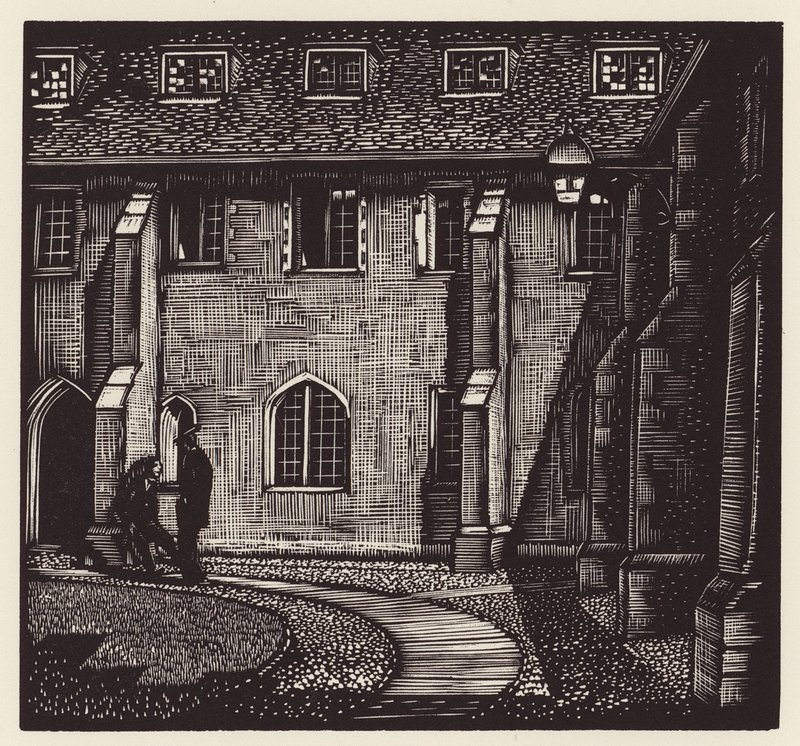 Cambridge: Corpus Christi, Old Court (træsnit) af John Frederick Greenwood