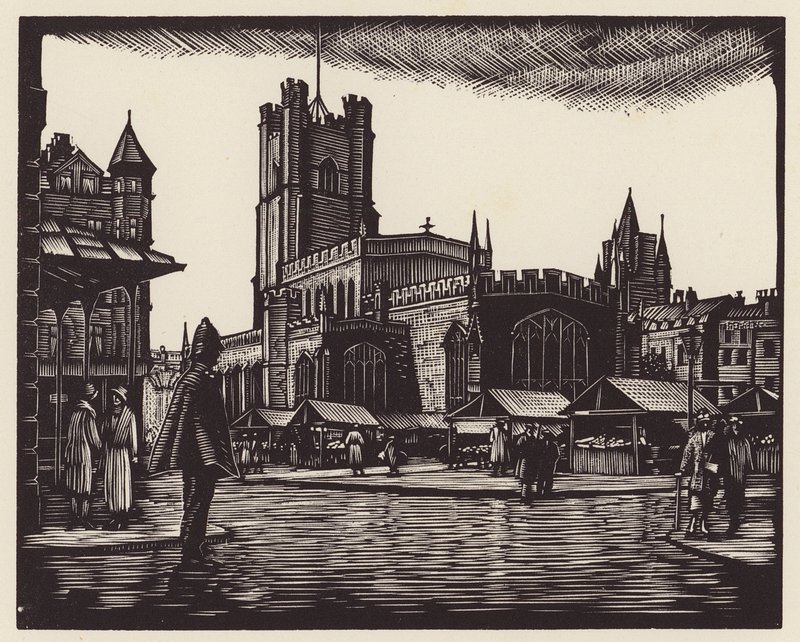 Cambridge: The Market (træsnit) af John Frederick Greenwood