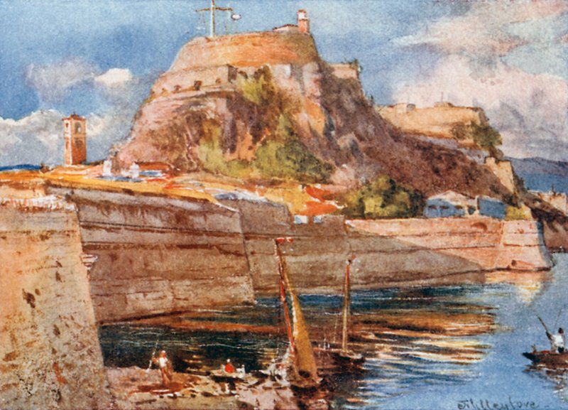 Korfu. Det gamle fort fra syd af John Fulleylove