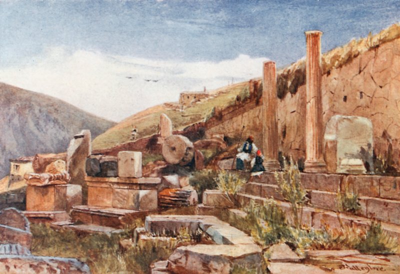 Delphi. Athenernes portik af John Fulleylove
