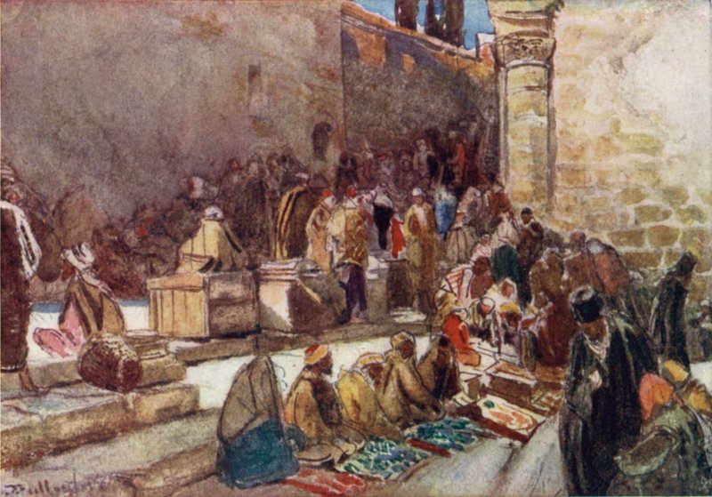 Indgangen til forpladsen til Gravkirken, Jerusalem af John Fulleylove