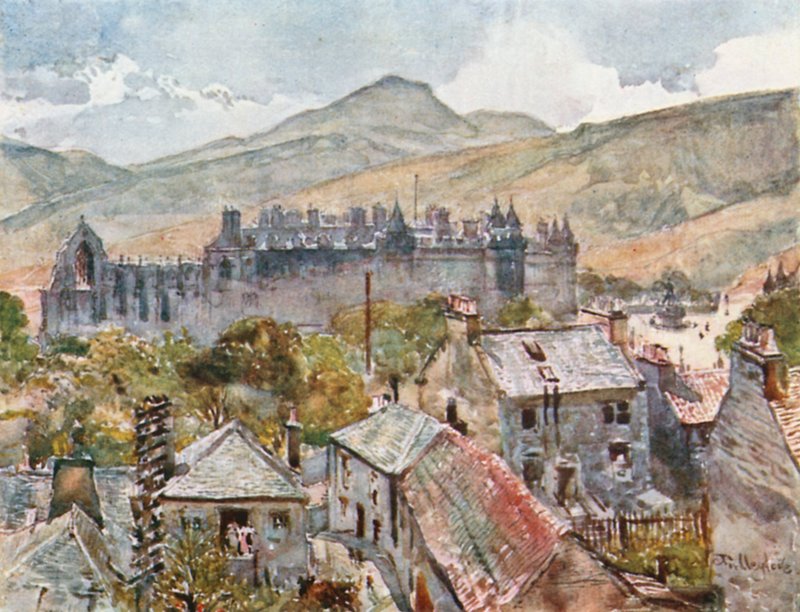 Holyrood Palace fra Public Gardens under Calton Hill af John Fulleylove
