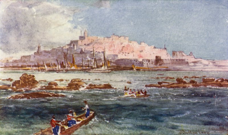 Joppa, fra havet (farve litho) af John Fulleylove