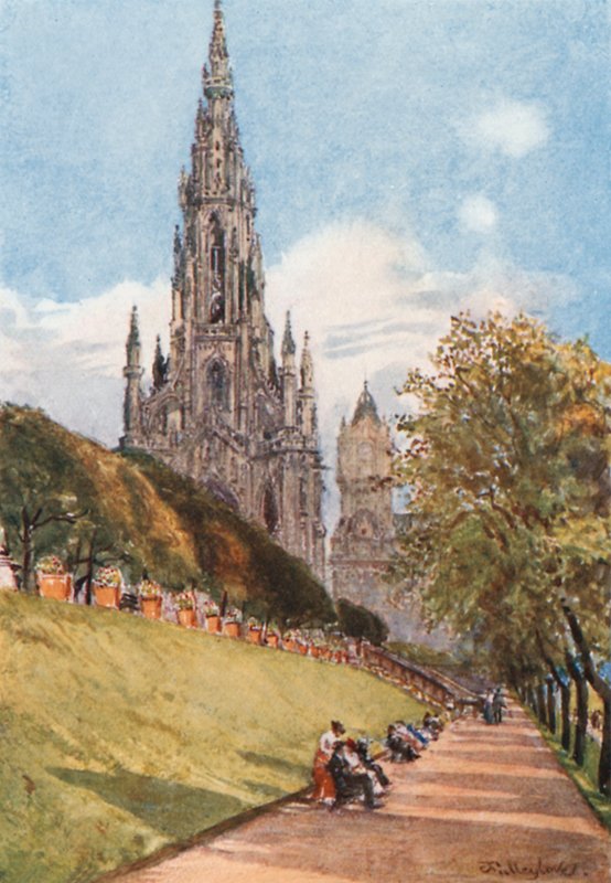 Sir Walter Scotts monument fra East Princes Street Gardens af John Fulleylove