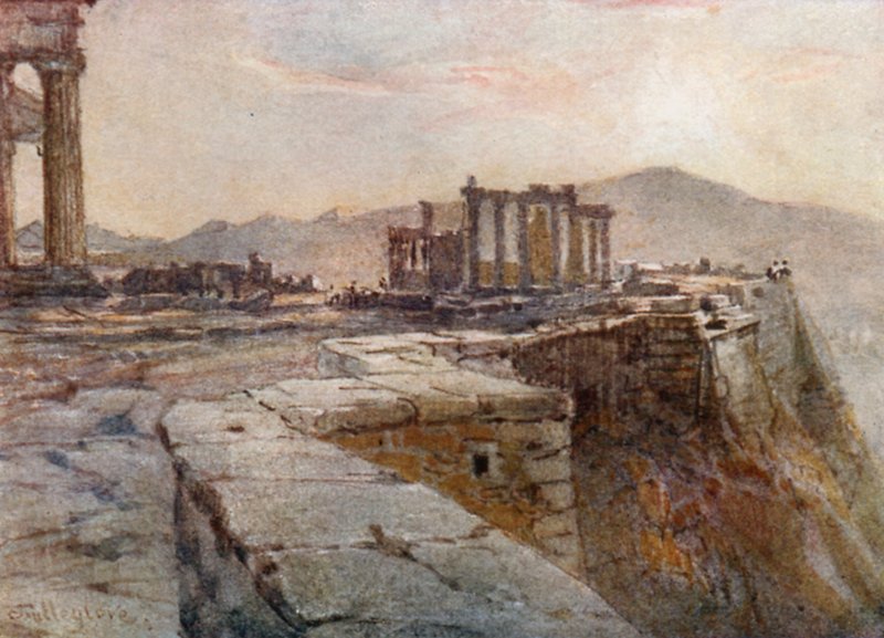 Solnedgang fra det nordøstlige hjørne af Akropolis af John Fulleylove