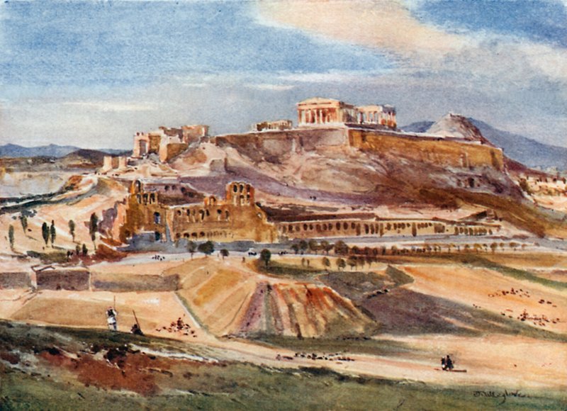 Akropolis fra bunden af Philopappos-højen af John Fulleylove