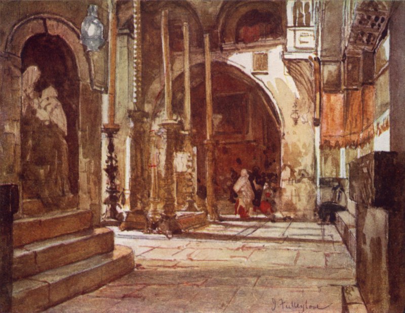 Salvelsesstenen, fra Korsfarerkirkens Ambulatorium (farve litho) af John Fulleylove
