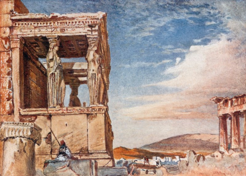 Caryatid Portico af Erechtheum fra Vesten af John Fulleylove