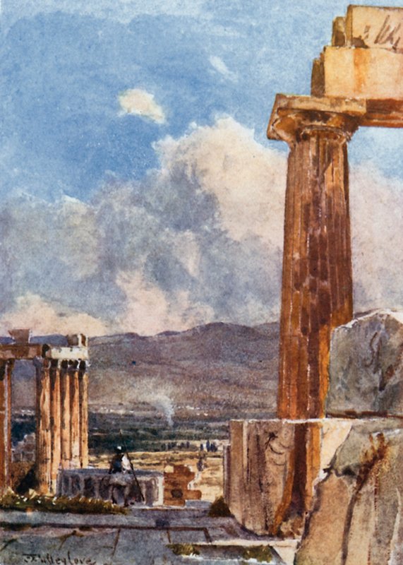 Den østlige portik af Erechtheum set fra Parthenons nordlige peristil af John Fulleylove
