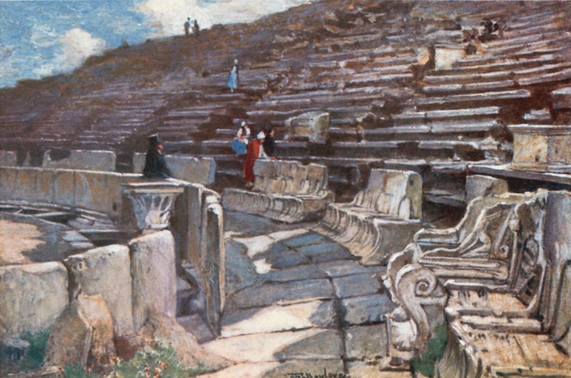 Den nederste del af auditoriet i Dionysos-teatret i Athen af John Fulleylove