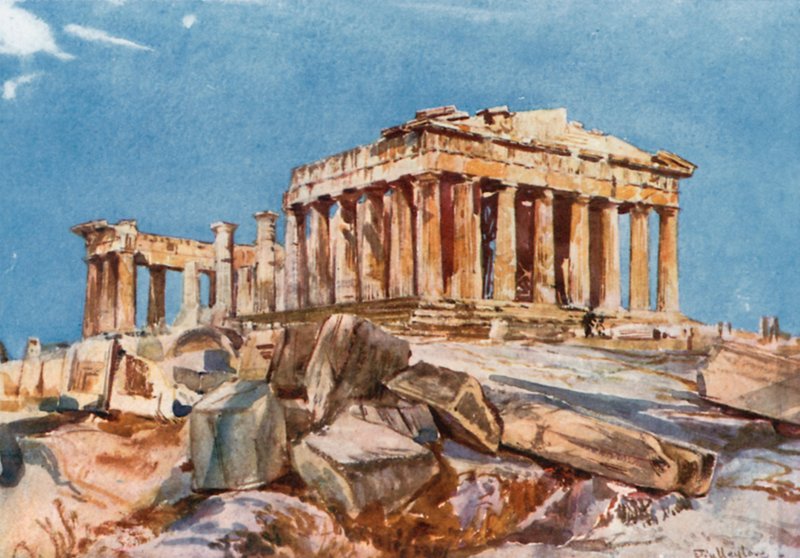 Parthenon fra den nordlige ende af den østlige portiko af Propylaea af John Fulleylove
