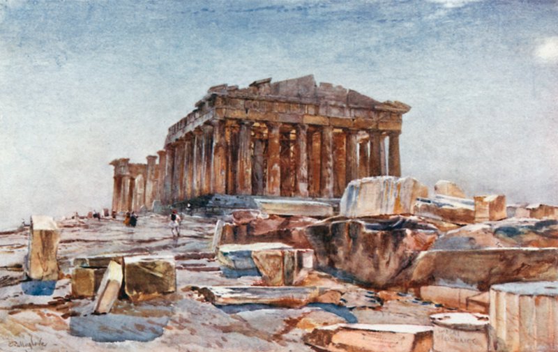 Parthenon fra Propylæa af John Fulleylove