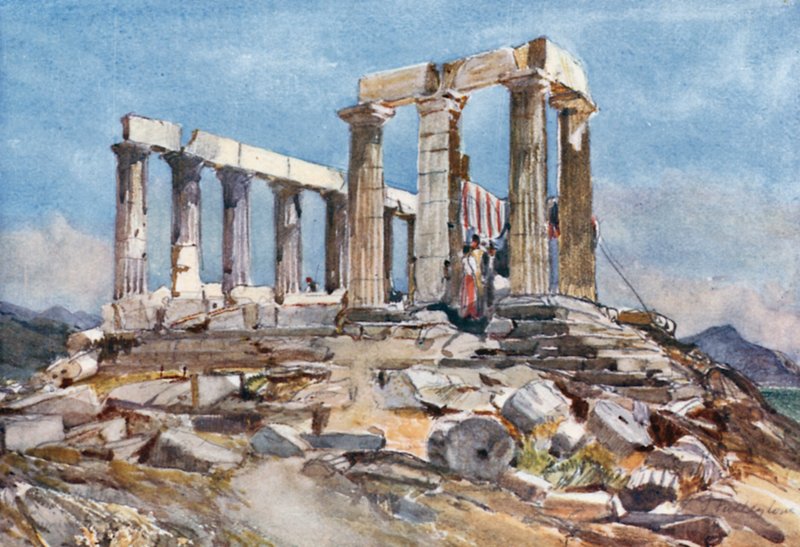 Athenas tempel ved Sunium fra nord af John Fulleylove