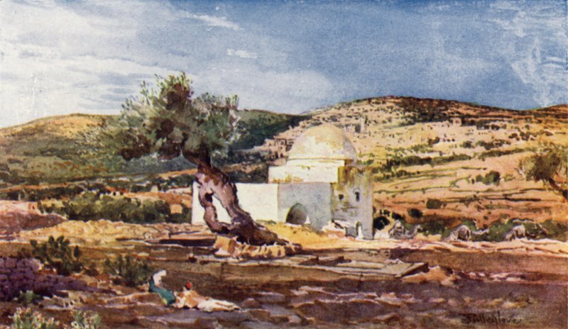 Rachels grav, på vejen fra Jerusalem til Hebron (farve litho) af John Fulleylove