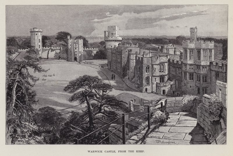 Warwick Castle, fra Keep (litho) af John Fulleylove