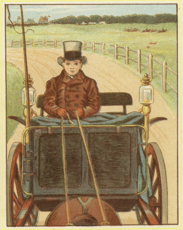Dreng kører hest og vogn (farve litho) af John George (after) Sowerby