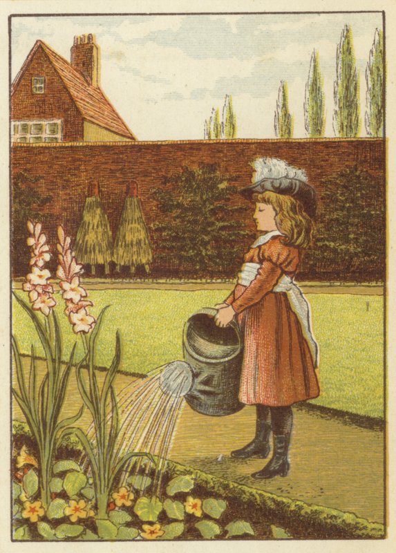 Pige vander haven (farve litho) af John George (after) Sowerby