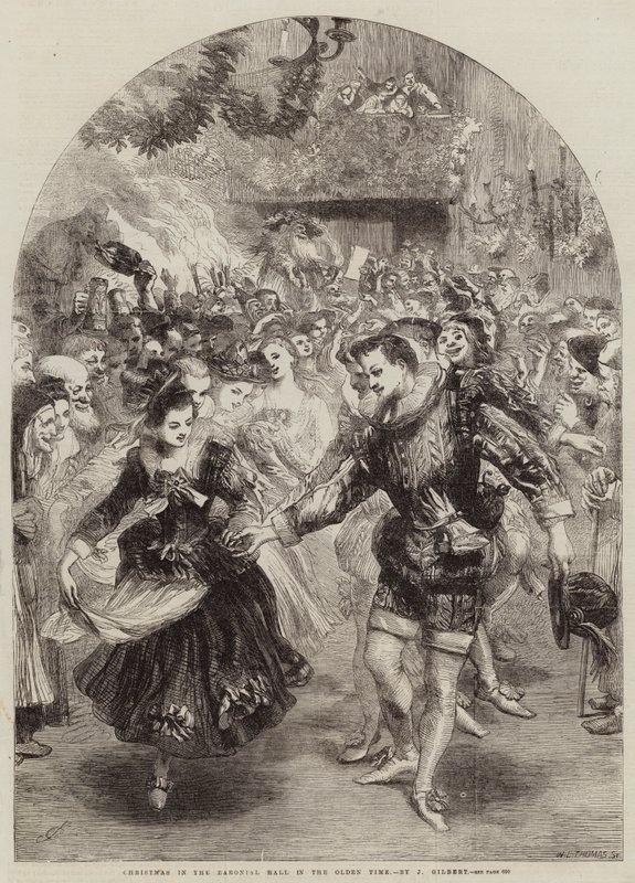 Jul i Friherresalen i Olden Tid af John Gilbert