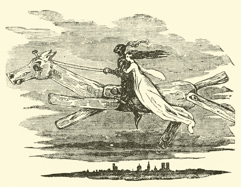 Don Quijote på den fortryllede hest af John Gilbert