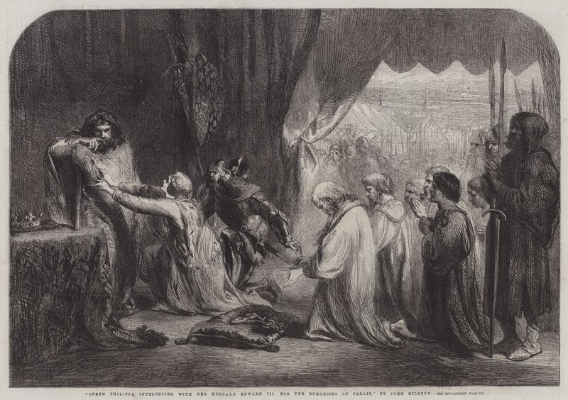 Dronning Philippa går i forbøn med sin mand Edward III for borgerne i Calais af John Gilbert