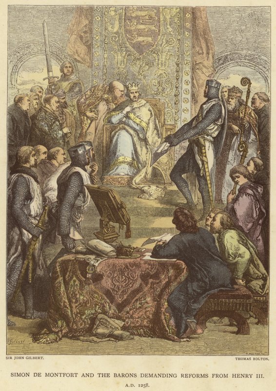 Simon de Montfort og baronerne krævede reformer fra Henrik III, AD 1258 af John Gilbert