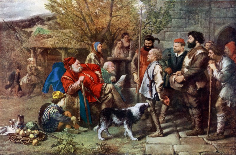 Sir John Falstaff anmelder sit forrevne regiment af John Gilbert