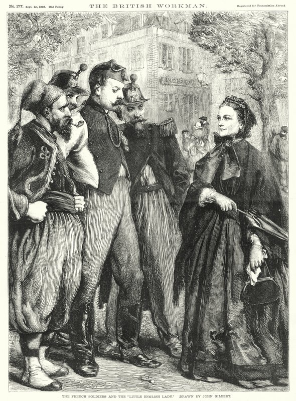 De franske soldater og "den lille engelske dame" (gravering) af John Gilbert