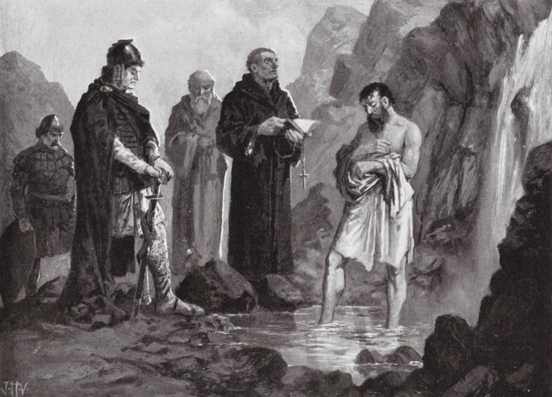 Dåb af Boris I, 864 (litografi) af John Harris Valda