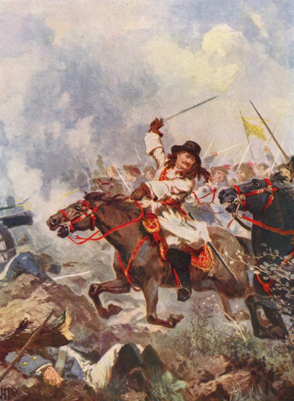 Frederik Vilhelm, den store kurfyrste, ved Fehrbellin (farvelitografi) af John Harris Valda