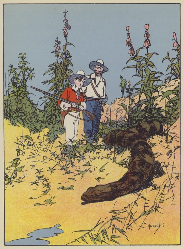 Illustration til den schweiziske familie Robinson (farve litho) af John Hassall