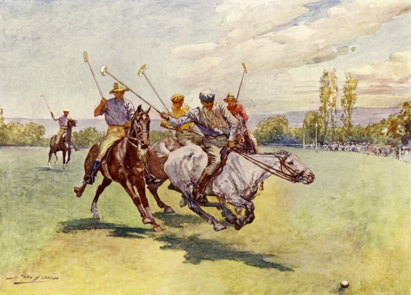 Polo i Sydafrika (farve litho) af John Henry Frederick (after) Bacon