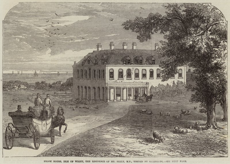 Brook House, Isle of Wight, bopæl for hr. Seely, MP, besøgt af Garibaldi af John Jessop Hardwick