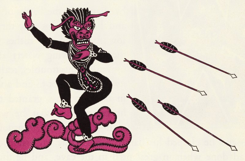 Udsmykning til historien om Aladdin og den vidunderlige lampe (farve litho) af John Kettelwell