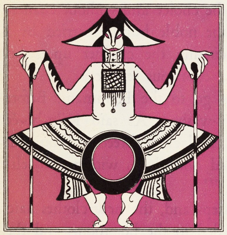 Udsmykning til historien om Aladdin og den vidunderlige lampe (farve litho) af John Kettelwell