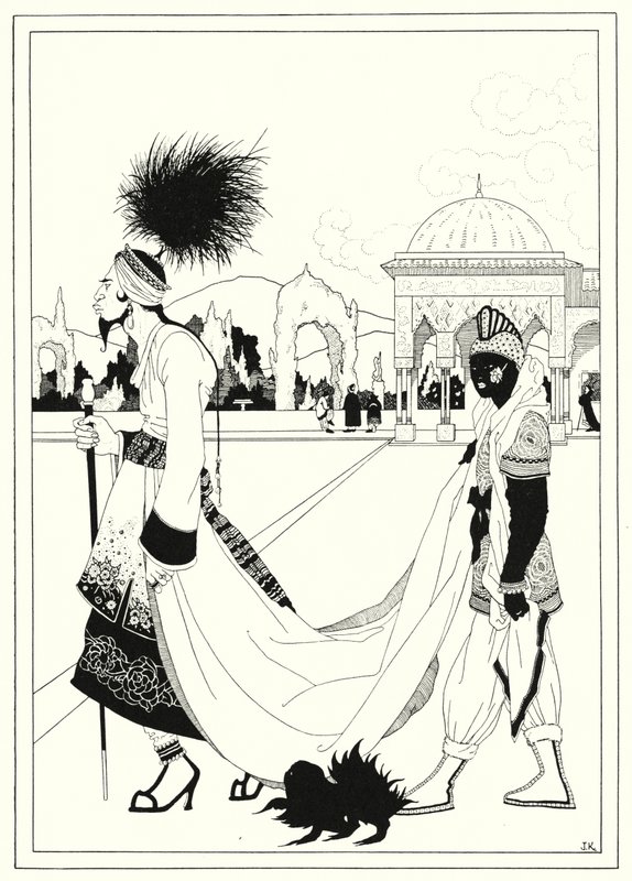 Illustration til historien om Aladdin og den vidunderlige lampe (litho) af John Kettelwell