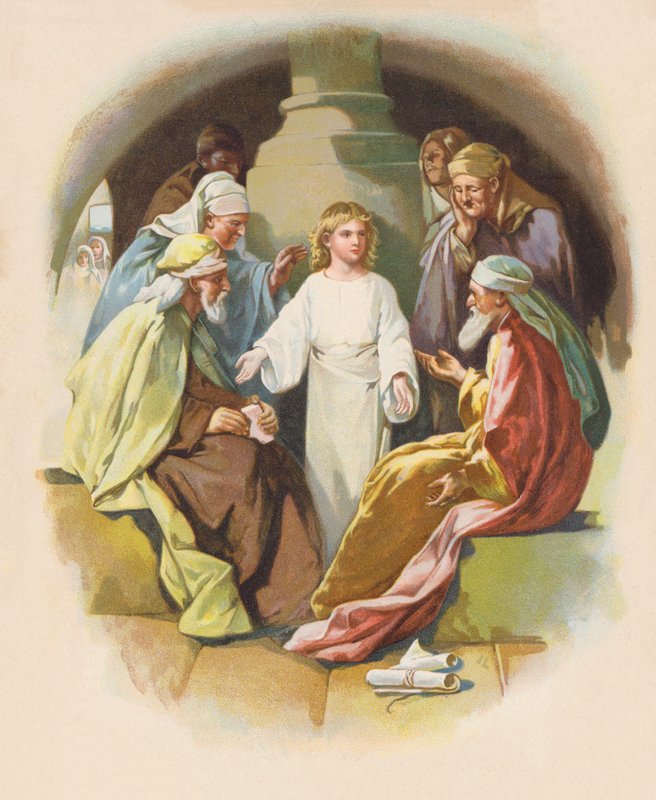 Kristus i templet (farvelitografi) af John Lawson