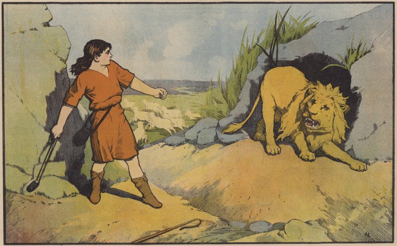 David, hyrde-drengen, bekæmper løven af John Lawson