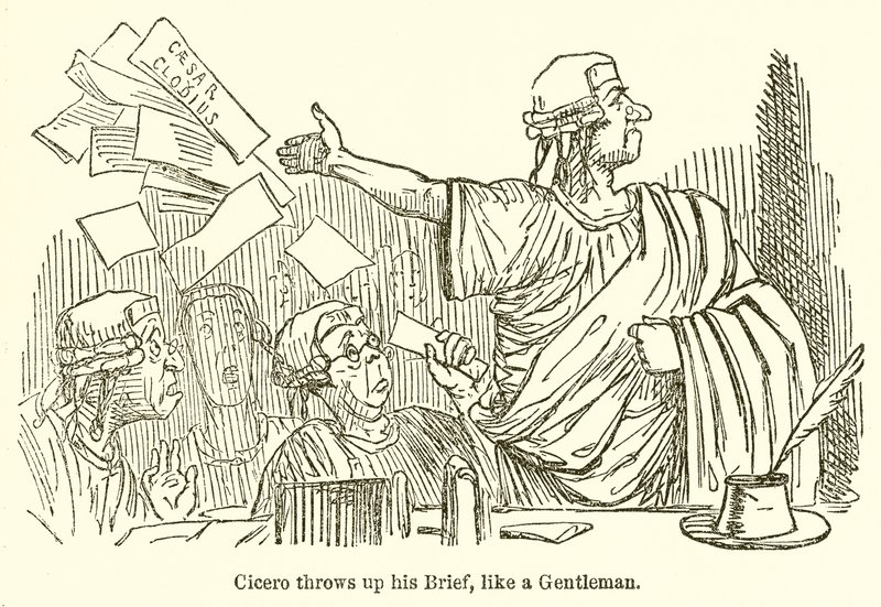 Cicero kaster sin trusse op, som en gentleman af John Leech