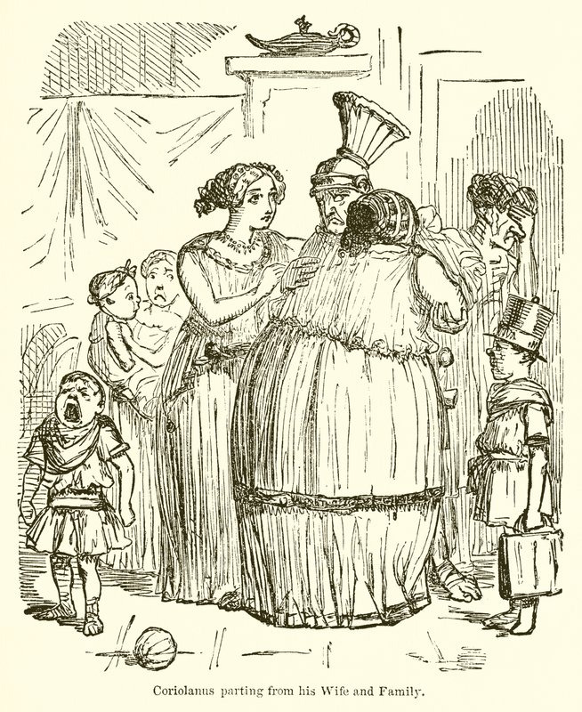Coriolanus skilles fra sin hustru og familie af John Leech