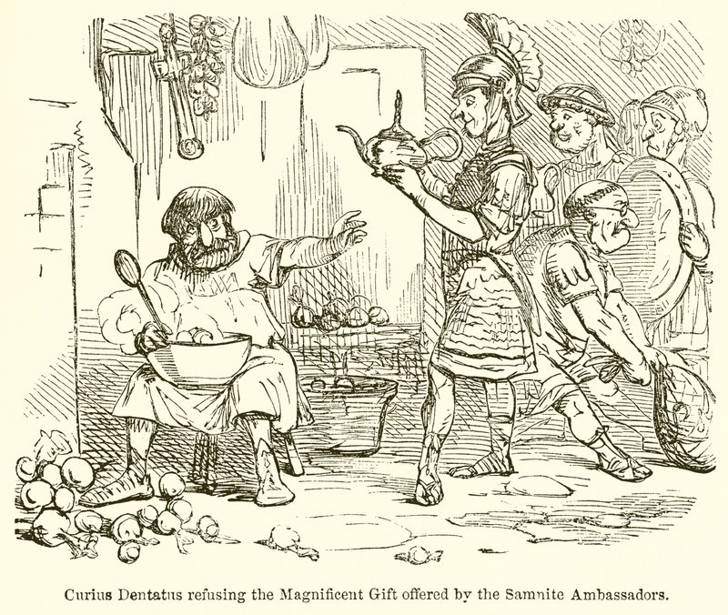Curius Dentatus afslår den storslåede gave, der tilbydes af samniternes ambassadører af John Leech