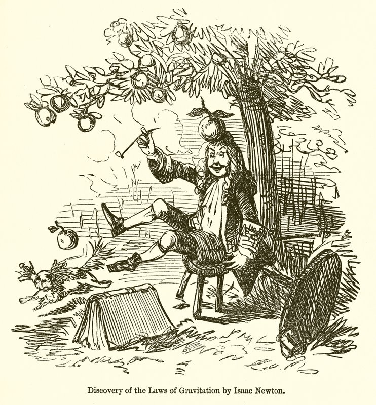 Opdagelse af gravitationslovene af Isaac Newton af John Leech
