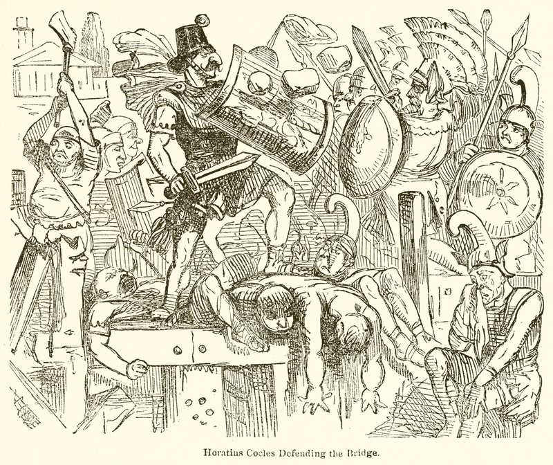 Horatius Cocles forsvarer broen af John Leech
