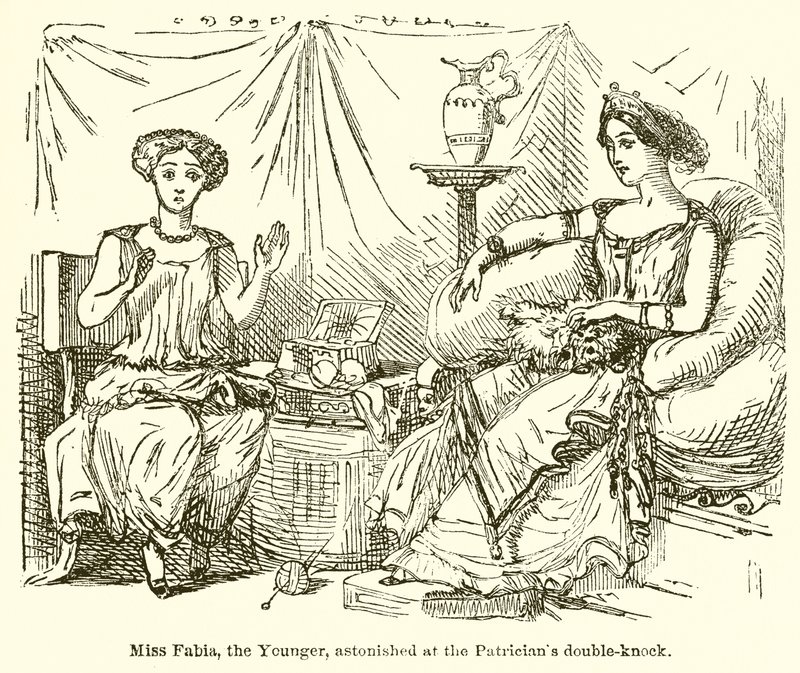 Frøken Fabia, den yngre, forbløffet over patricierens dobbeltslag af John Leech